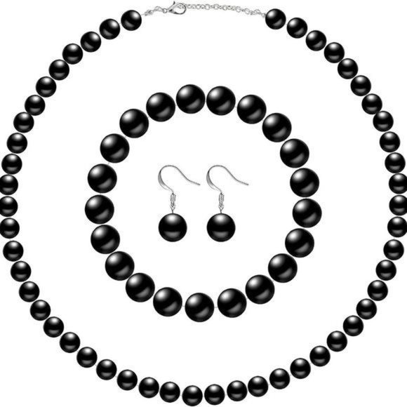 New Faux Pearl Jewelry Set Simulated Pearl Necklace Bracelet Earrings fo… - Picture 3 of 8